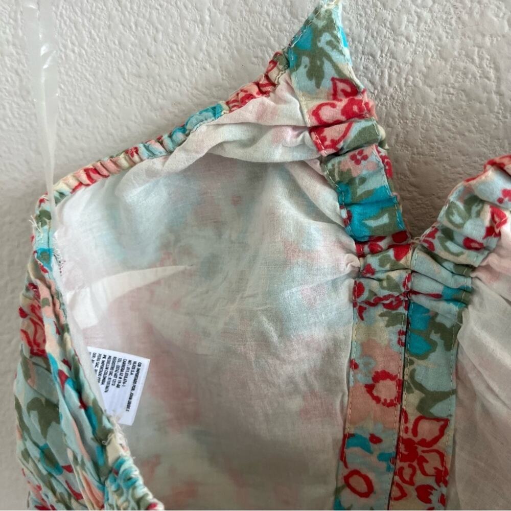 American Eagle Abstract Floral Halter Ruffle Ruched Back Smocked Small - Picture 8 of 8